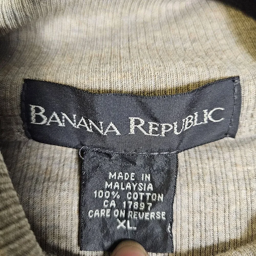 VTG Banana Republic Mens Beige Long Sleeve Turtleneck Sweater Dad Artist Size XL
